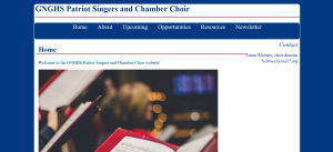 Website Screenshot For The GNGHS Chorus